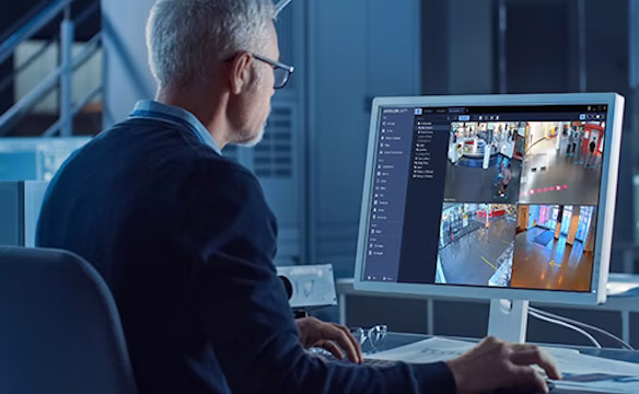 Centro de monitoreo con software Avigilon Control Center para videovigilancia inteligente